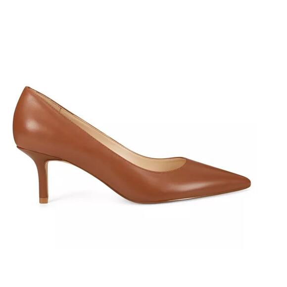 NWT Nine West Arlene Kitten Heel Pointy Toe Pumps brown sz 9 - Picture 2 of 6